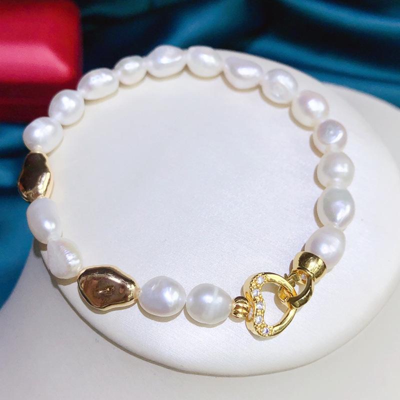 Zhuji Freshwater Baroque Pearl Bracelet - Elegant French Style Women's Gift
