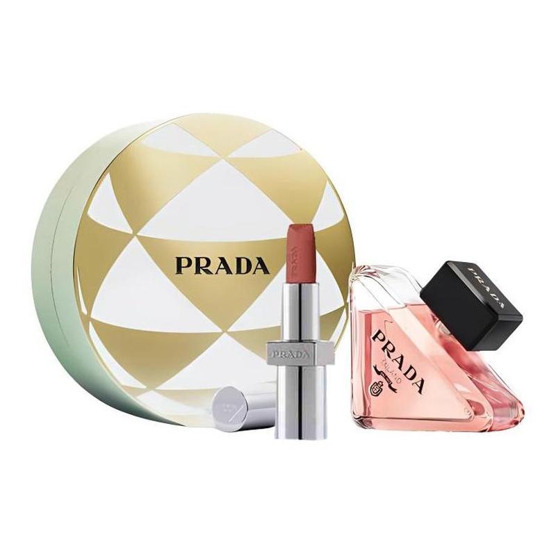 Набор парфюма Prada I Am Unpredictable EDP Жасмин Бергамот + Помада #B101 Nude Brown 3,8 г + Мой Benmeizhai Парфюм 50 мл коричневый