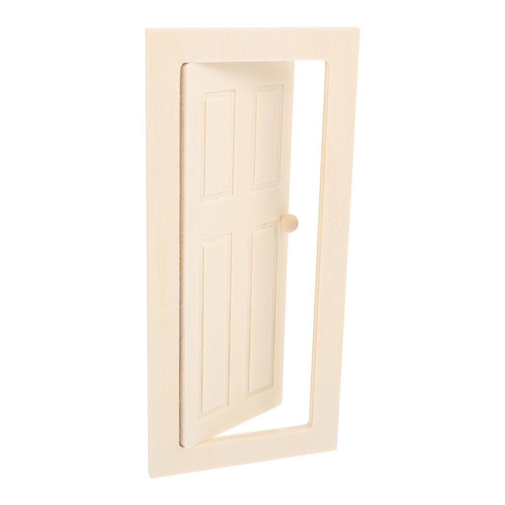 Miniature Wooden Door 1 12 Scale Unpainted DIY Furniture Craft for Small House Scene Decoration Mini House Furniture