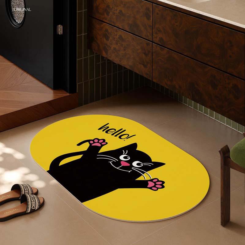 Tappetino da Bagno per Animali in Fango Diatomaceo Ovale Cartoon - Antiscivolo e Assorbente