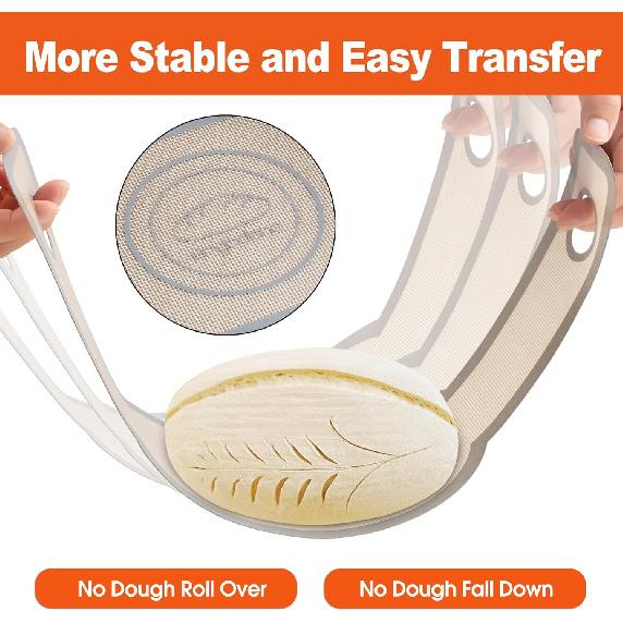 Silicone Bread Sling Oval. Non-Stick & Easy Clean Reble Oval Silicone Baking Mat for dutch oven. With Long Handles Sourdough Bread Baking mat tools