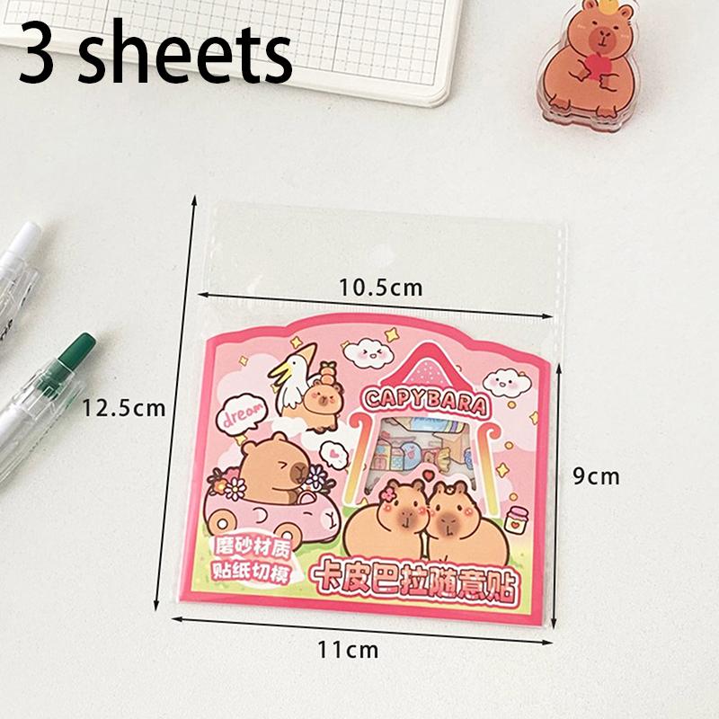 

3 листа прозрачных наклеек Kawaii Anime Capybara, мультяшные водонепроницаемые наклейки Capybara Diy Handbook, украшения для детей, подарки розовый