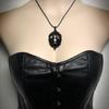 Geometric Gothic Black Glass Pendant Necklace With Alloy Chain For Unisex Fashion