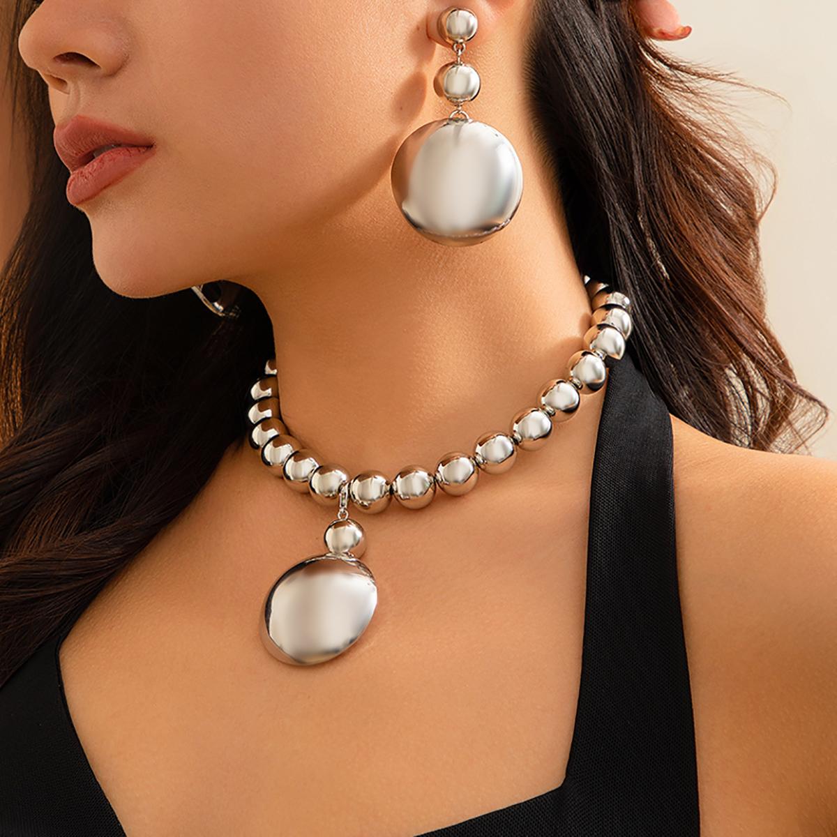 Преувеличенное Большое Полусферическое Бусина Подвеска Ожерелье Панк Акриловая CCB Шариковая Бусина Цепочка Чокер Женский Банкетный Вечерний Набор Украшений