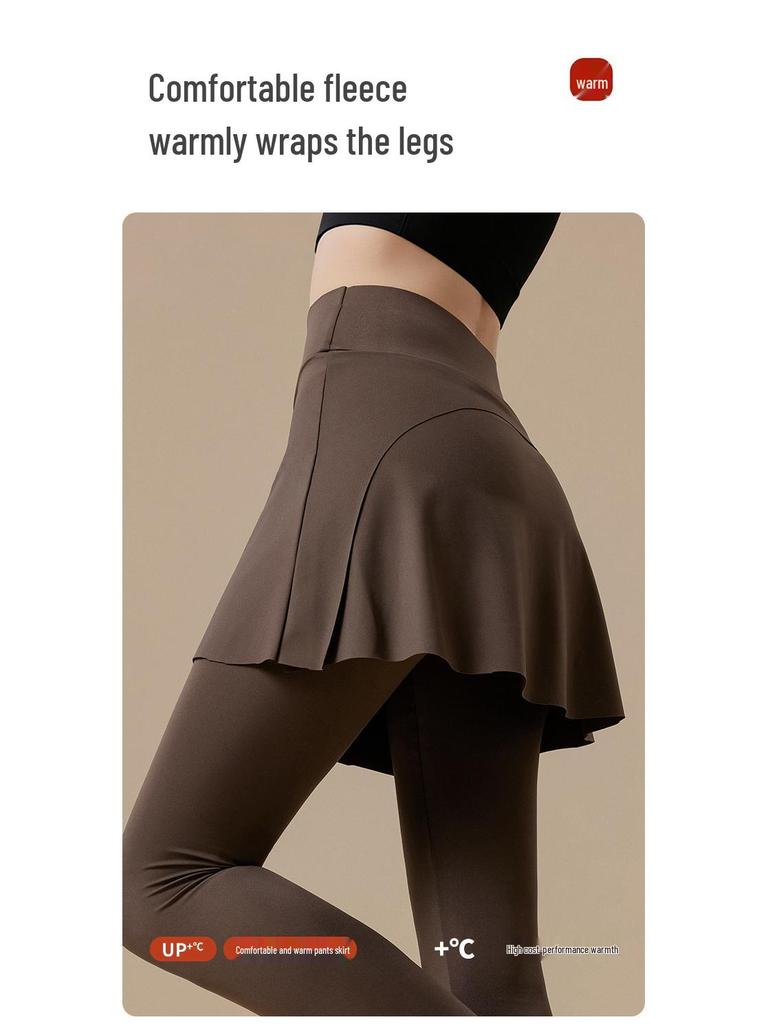 Plus Size Fake Two-Piece Yoga Skirt Pants for Women - High Waist, Anti-Exposure, Elastic Fitness Running Wear