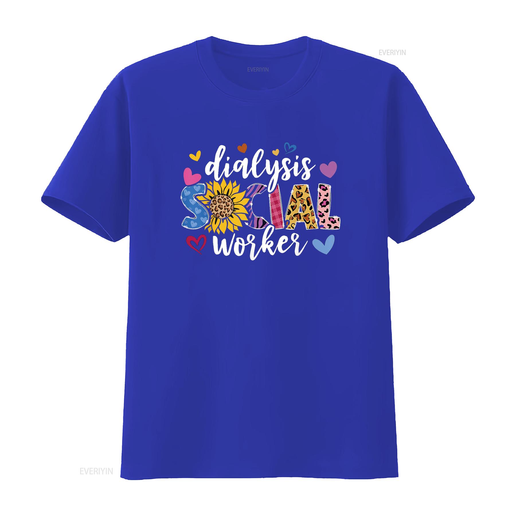 

Dialysis Social Worker Heart Leopard Sunflower T Shirt vintage Washed Comfortable designer clothes Top For Everyday Wear S