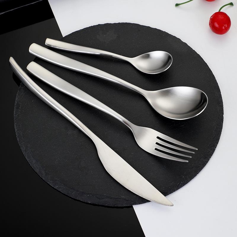 304 Stainless Steel Spoon Hotel High-end High-grade Thickened Spoon Fork Creative Coffee Spoon Sanding Knife, Fork and Spoon Set