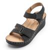 New sandals women, wedge heel magic buckle platform large size sandals