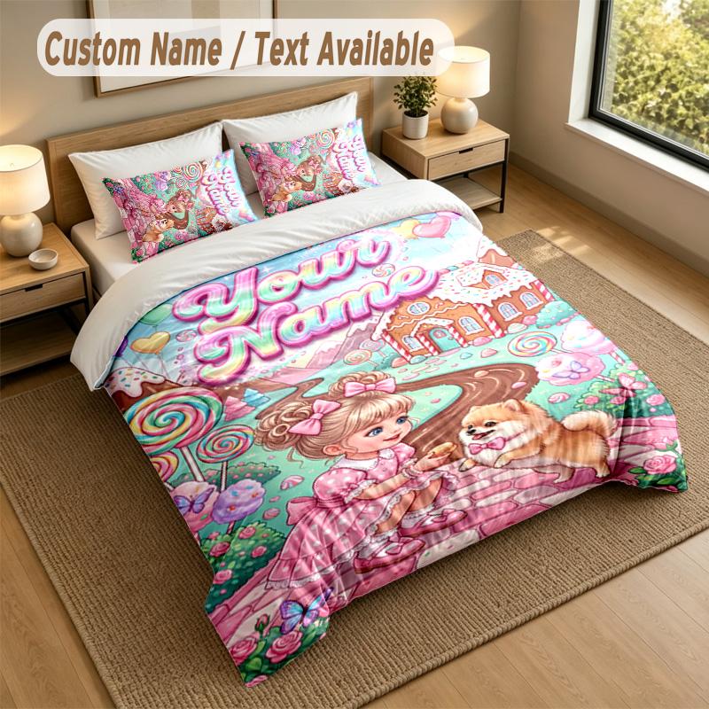 Adventure Journey Theme Personalized 3Pcs Bedding Set Custom Text & Name 1 Sheet 2 Pillowcases Household Bedding 1pc