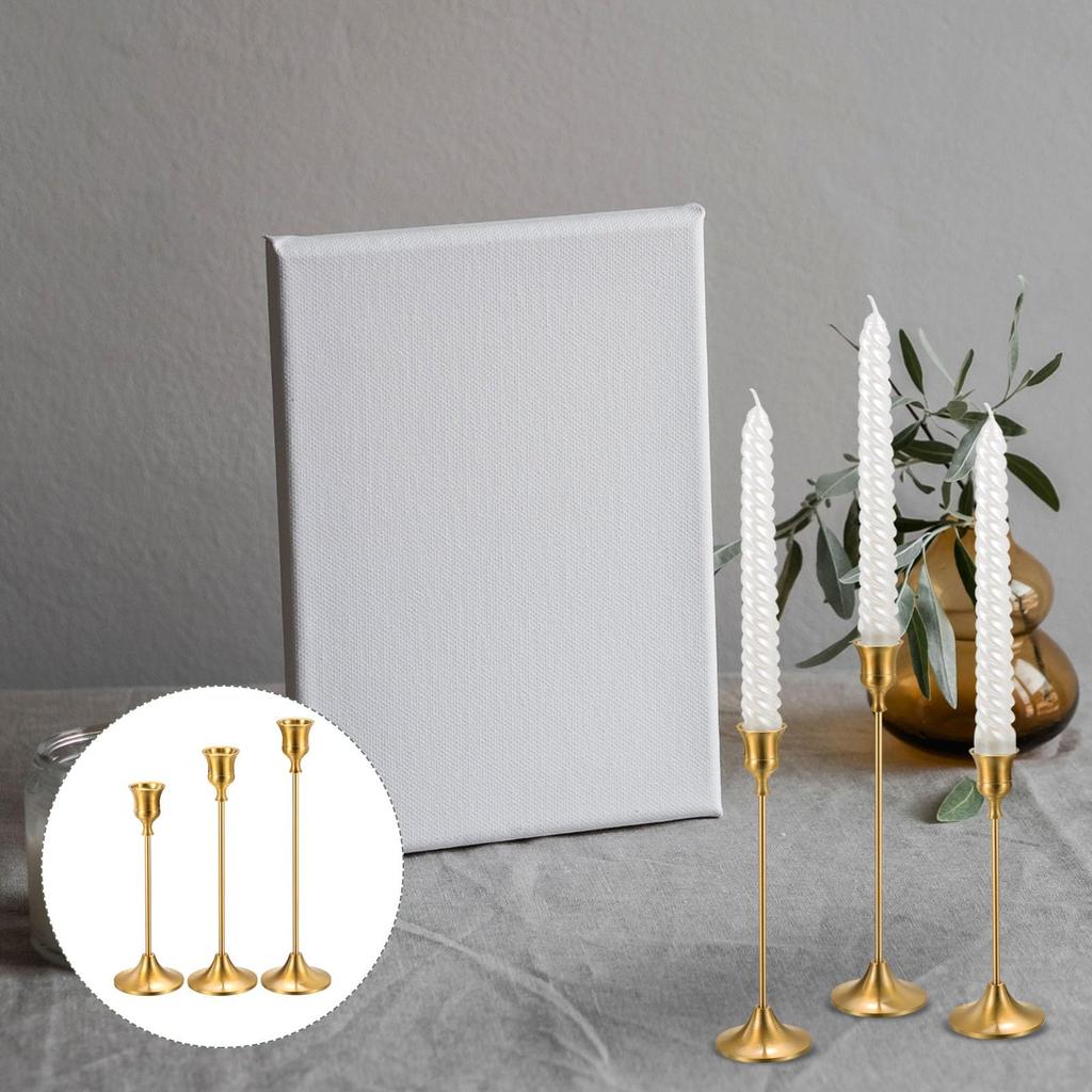 YOKIVE 12 Set Candle Holder with Table Stand Farmhouse Party Gold Multiple Sizes