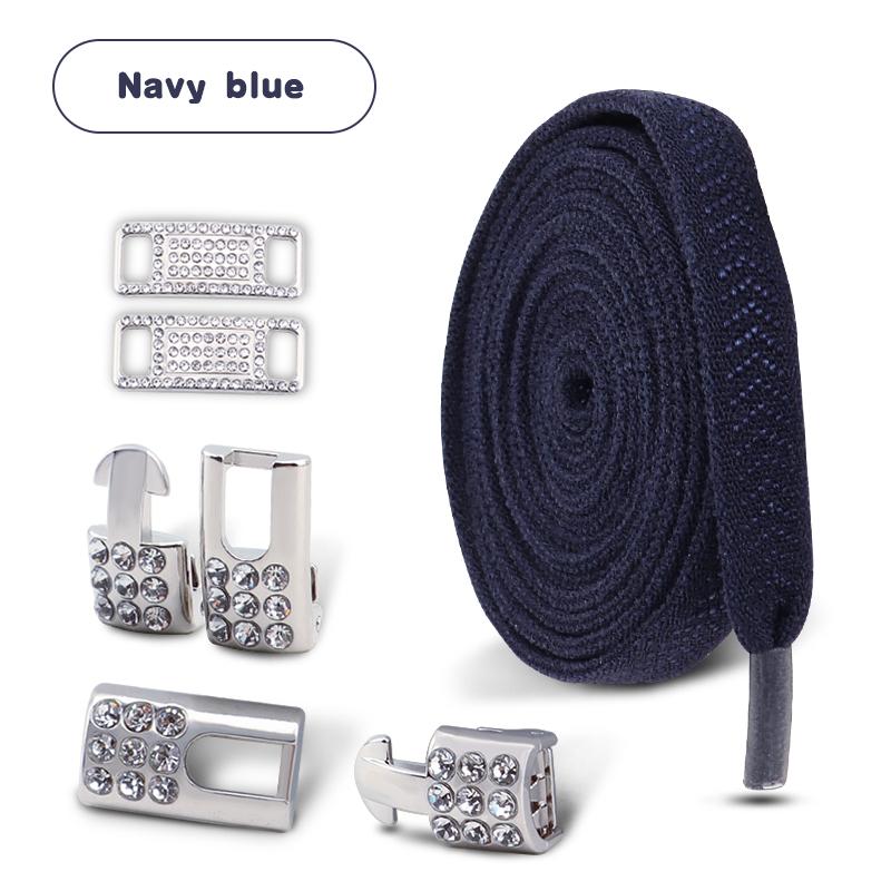 No Tie Shoe laces Elastic Laces Sneakers Tennis Silver Diamond buckle Shoelaces without ties Flat Shoelace for Shoes accessories