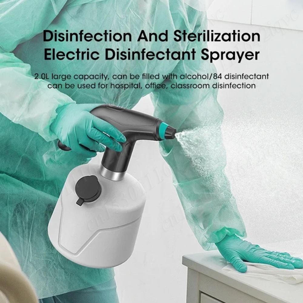 2L Electric Handheld Sprayer Rechargeable Sprinkler with Adjustable Spout Automatic Mist Spray Bottle for Flower Plant Gardening