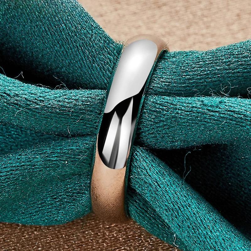 Fine 925 Sterling Silver Smooth 7-10# Ring for Women Wedding Engagement Fashion Charm Jewelry