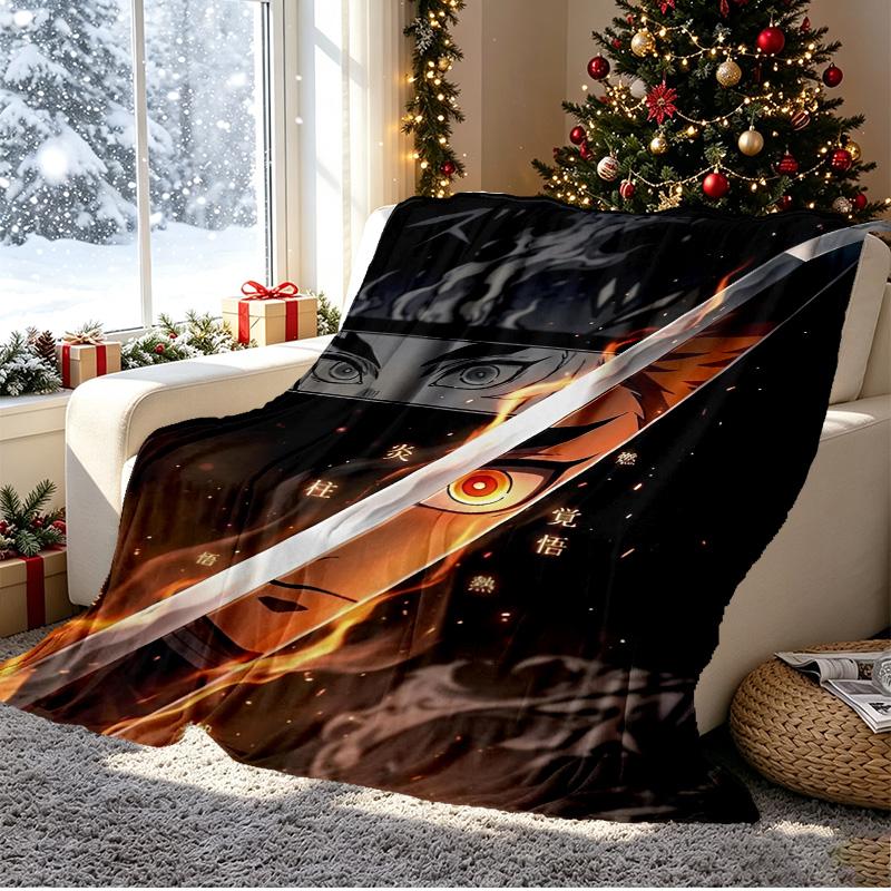 Demon Slayer Pattern Blanket for Home Decoration, Bed, Sofa, Car Travel, Camping, Suitable for All Seasons, Birthday Christmas Gift