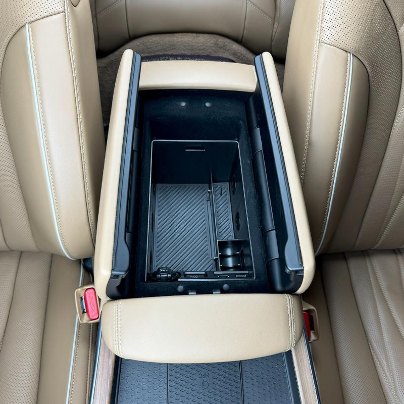 1PC Car Interior Trim Central Storage Box Console Armrest Organizer Holder black ABS For Genesis G80 RG3 PE 2025 Left-hand Drive