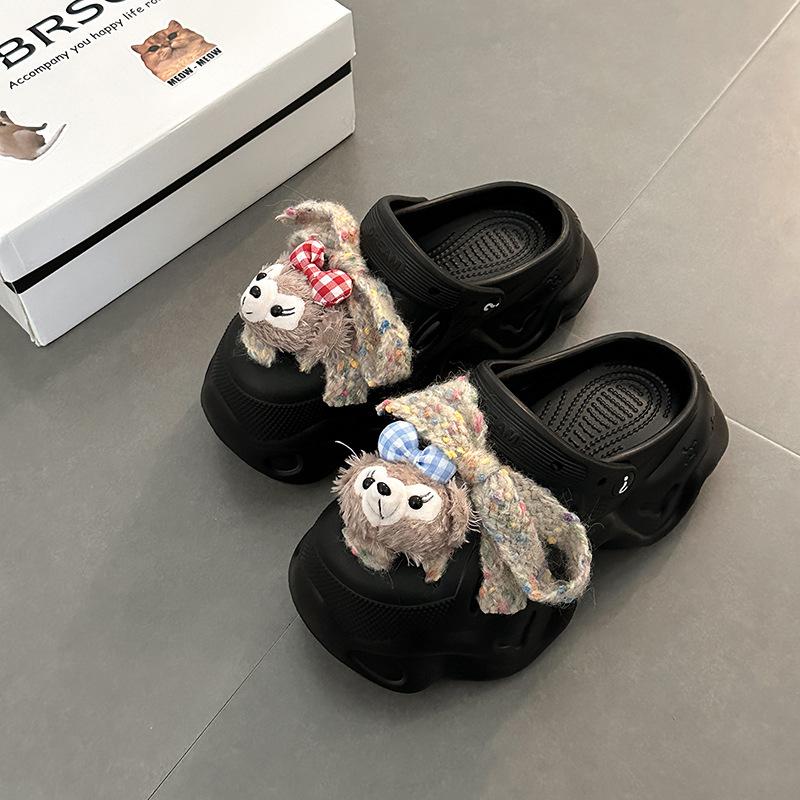 Cartoon Cute Hole Shoes Women's New Muffin Thick-soled Non-slip Bag Head Cool Slippers Tide