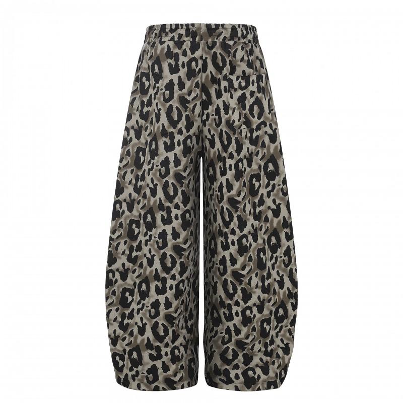 Damskie spodnie dresowe w panterkę Luźne Szerokie Nogawki Sznurek Joggersy Streetwear Taniec Jazzowy Spodnie Codzienne