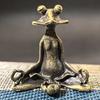 Meditation Frog Figurine Alloy Mini Zen Frog Statue Retro Miniature Frog Desktop Ornament for Home Office Drawing Room Decoration