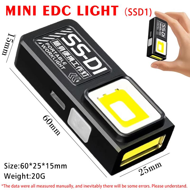 Bright COB Keychain Flashlight,Rechargeable Mini Work Light Magnetic Portable Pocket Lamp for Camping Fishing Hiking Emergency