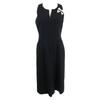 Chanel 02A P191712 CC Logo Zip Sleeveless Top with Ribbon Brooch Dress 38 blackUsed