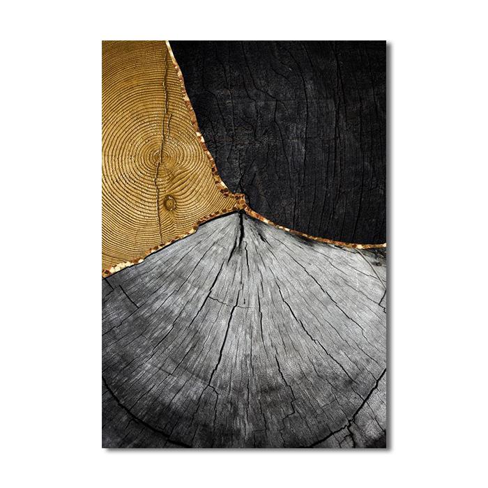 Modern Abstract Golden Black Canvas Painting Wood Texture Nordic Posters and Prints Wall Art Pictures for Living Room Home Decor