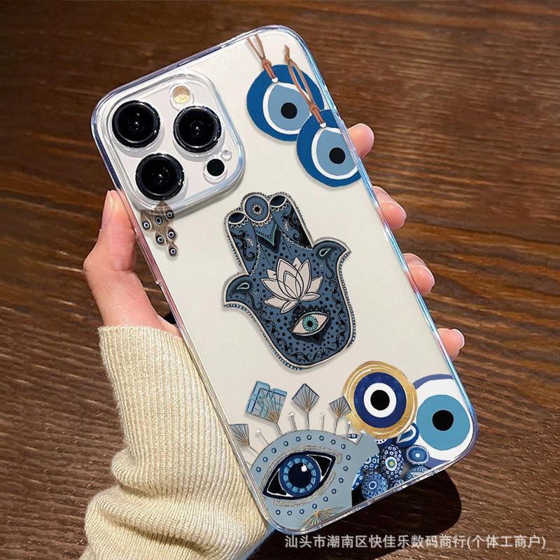 Trendy brand blue eye for iPhone11 Apple 13 mobile phone case 16/15/14 promax transparent soft case XsXr