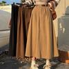 Woolen-blend Midi Skirt, High Waist Trendy Silhouette, Flared A-line Style, Modest Coverage for Full Length, 2024 Korean Fashion.