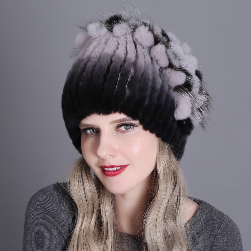 

Women s Winter Warm Beanie Knitted Wool Fur-lined Earmuffs & Side Flower Thickened Fashion Hat one size