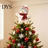 Reusable Christmas Tree Decor Wool Felt Topper, Cute Snowman/Santa Claus Treetop Ornament with Holiday Decoration Spring Base, Xmas for Home
