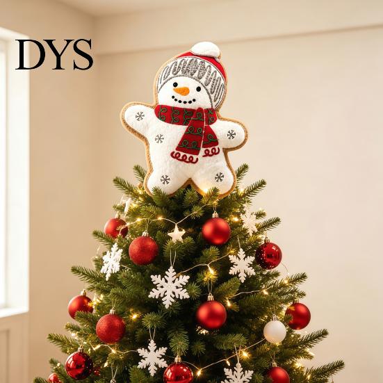 Reusable Christmas Tree Decor Wool Felt Topper, Cute Snowman/Santa Claus Treetop Ornament with Holiday Decoration Spring Base, Xmas for Home