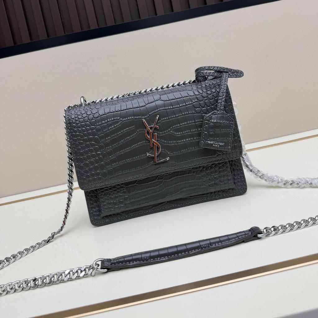 Yang Shulin 2026 Spring/Summer Women's Luxury Leather Crocodile Pattern Chain Shoulder Bag