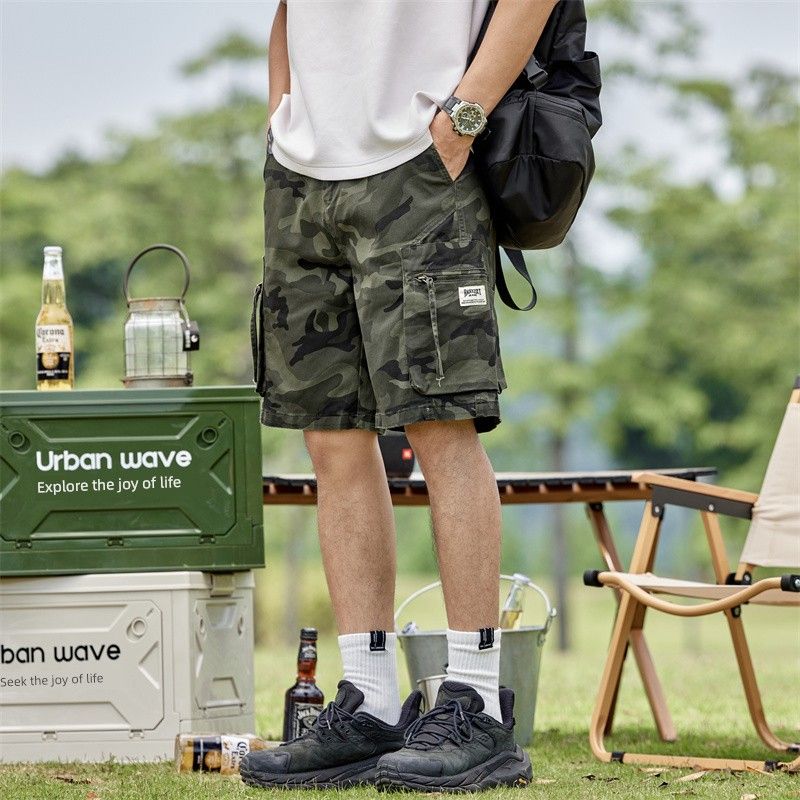 Excess Stock Camouflage American Retro Work Shorts for Men, Summer 2024 New Trendy Ins Style, Large Size Five-Point Shorts