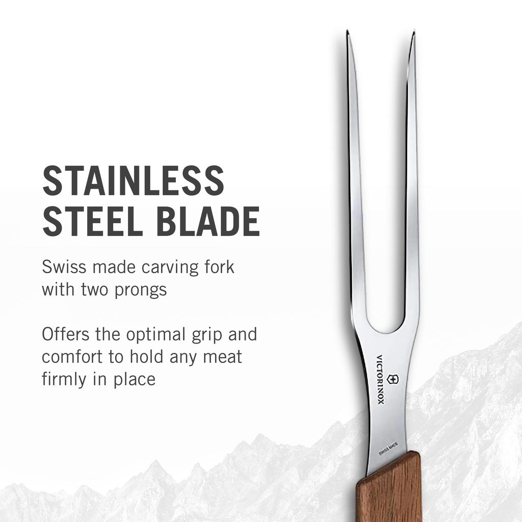 VICTORINOX Carving Swiss for Fork, 15cm, Wooden, Modern, Meat, Beef, BBQ, 6.9030.15G