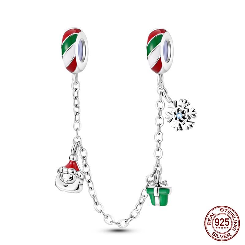 Real 925 Silver Stars & Moon Sunflower Safety Chains Spacer Beads Charms Fit Qikaola 925 Bracelets DIY Jewelry