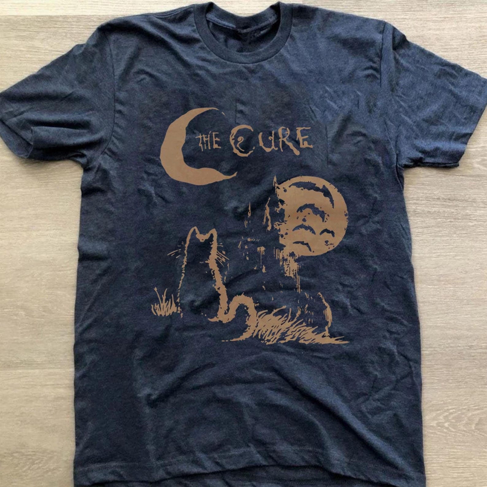 The Cure Cat Tee, 90s Alt Indie Rock, Unisex shirt, Music Gifts, Cat Lover gifts, the cure fan gifts, band tee, the cure graphic tee S