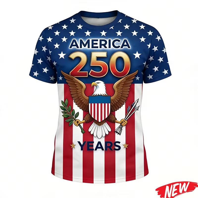 2026 Letní pamětní edice Cool USA 1776-2026 250. výročí Limitovaná edice 3D tištěné tričko pro rodiče a dítě Velká velikost