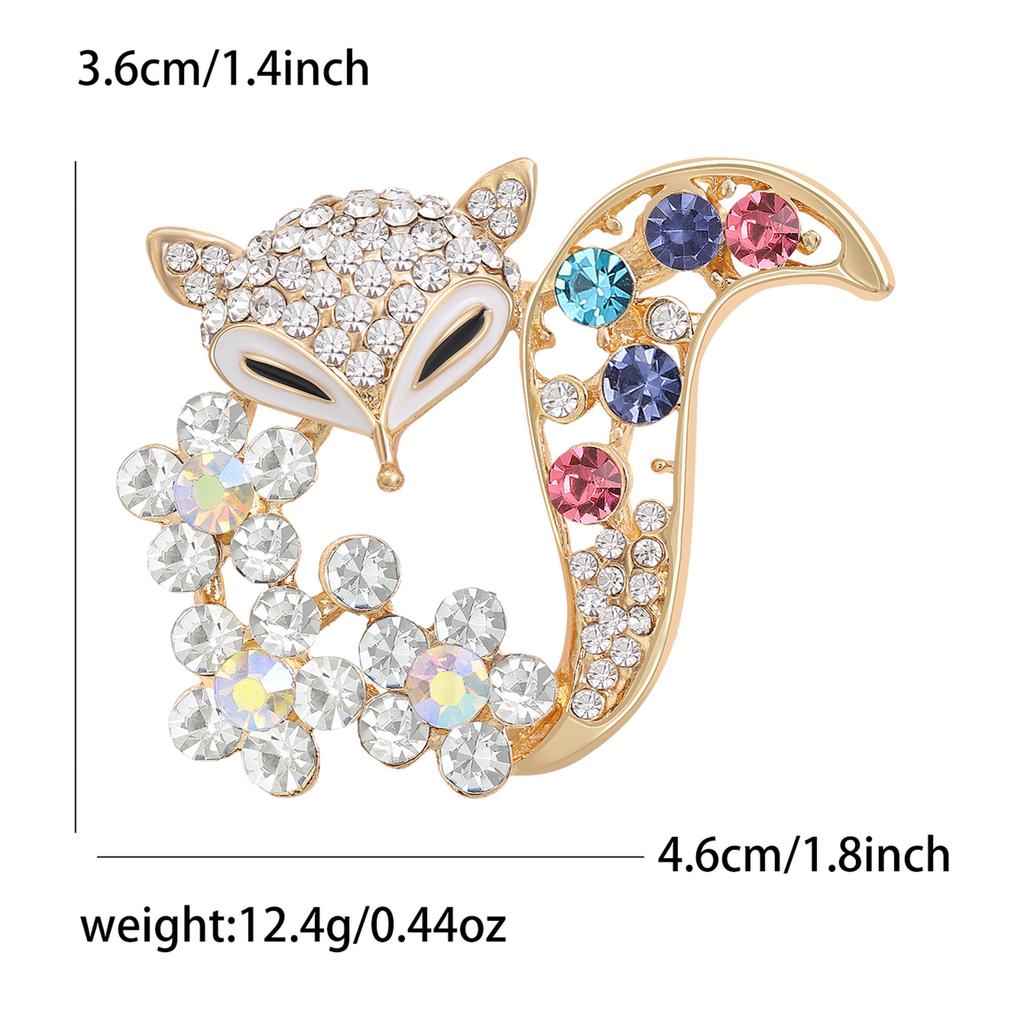 Rhinestone Ladies Fox Brooch for Women Clothing Coat Crystal Animal Pins Party Jewelry Accessories