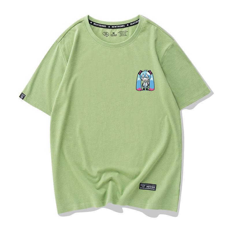 Japanese Anime Anime Cong Niang Hatsune Miku Printed Unisexs and Unisexs Tshirts Hong Kong Style Loose Co Branded Tshirts