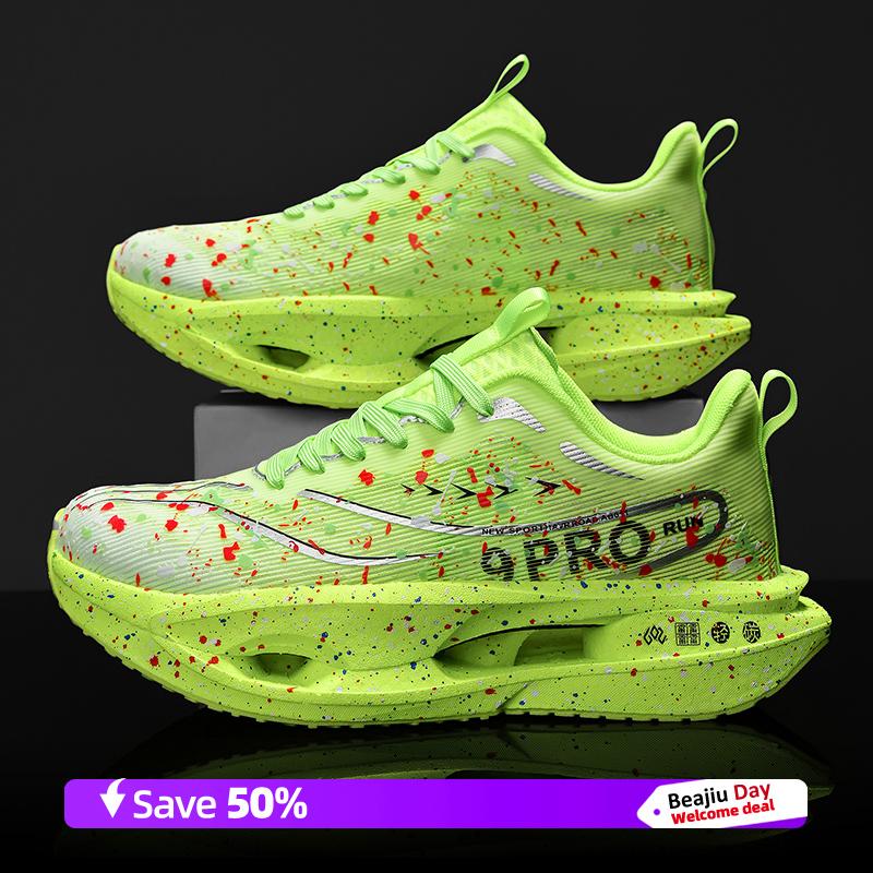 

Флуоресцентные кроссовки для бега Мужские Тренировочные Марафонские Спортивные Дышащие Легкие Женские Удобные Нескользящие Повседневные Кроссовки 45 зелёный