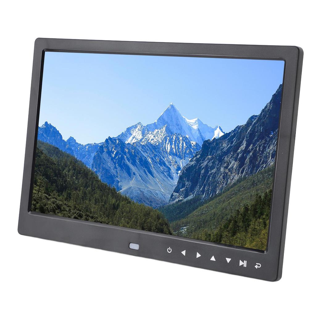 Digital Picture Frame 12in USB HD Load Photo Video From Phone Multi Function Advertising Machine with Speaker Black EU
