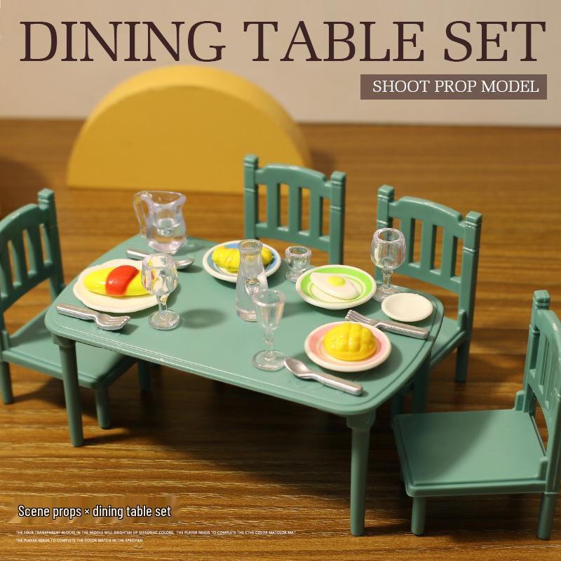 Miniature Dollhouse Furniture Toys: Living Room & Kitchen Tabletop Decor
