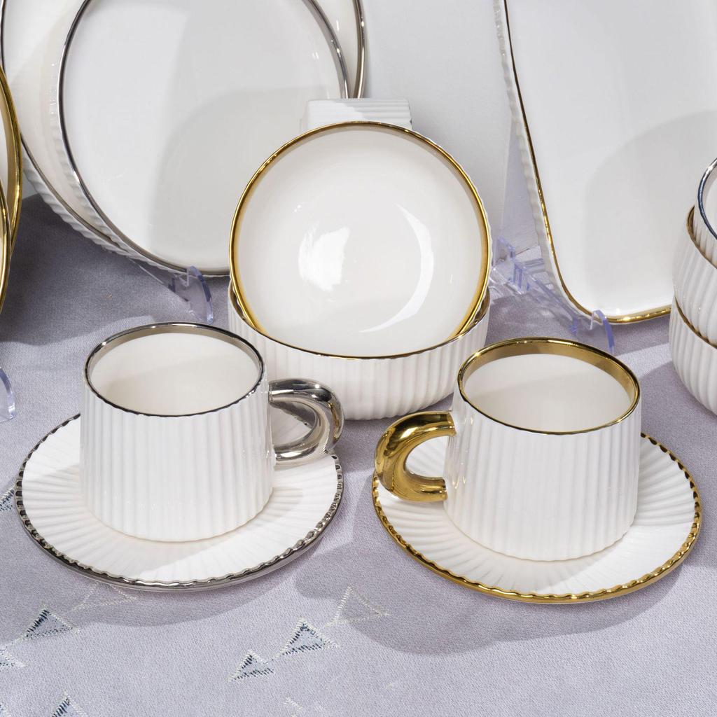Set di Stoviglie in Ceramica Moderno Lusso 2024: Ciotole, Piatti e Bacchette - Perfetti per la Casa e Regali per l'inaugurazione della casa.