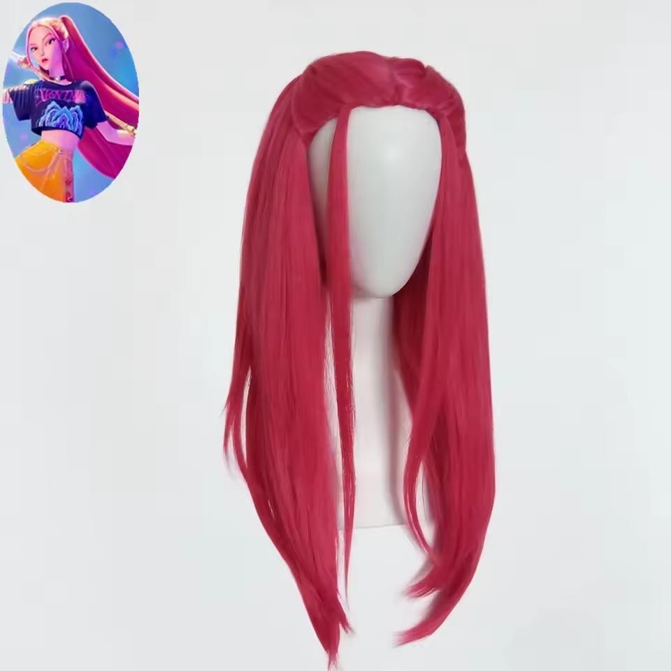 Hot K-POP Demon Hunters Rumi Purple Cosplay Wig Halloween Party Roleplay Wig Heat Resistant Synthetic Wig for Halloween Gift