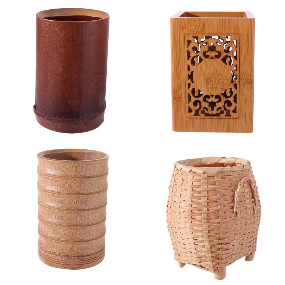 Classical Stationery Storage Tube Convenient Bamboo Stick Tube Creative Bamboo Pen Holder  Office