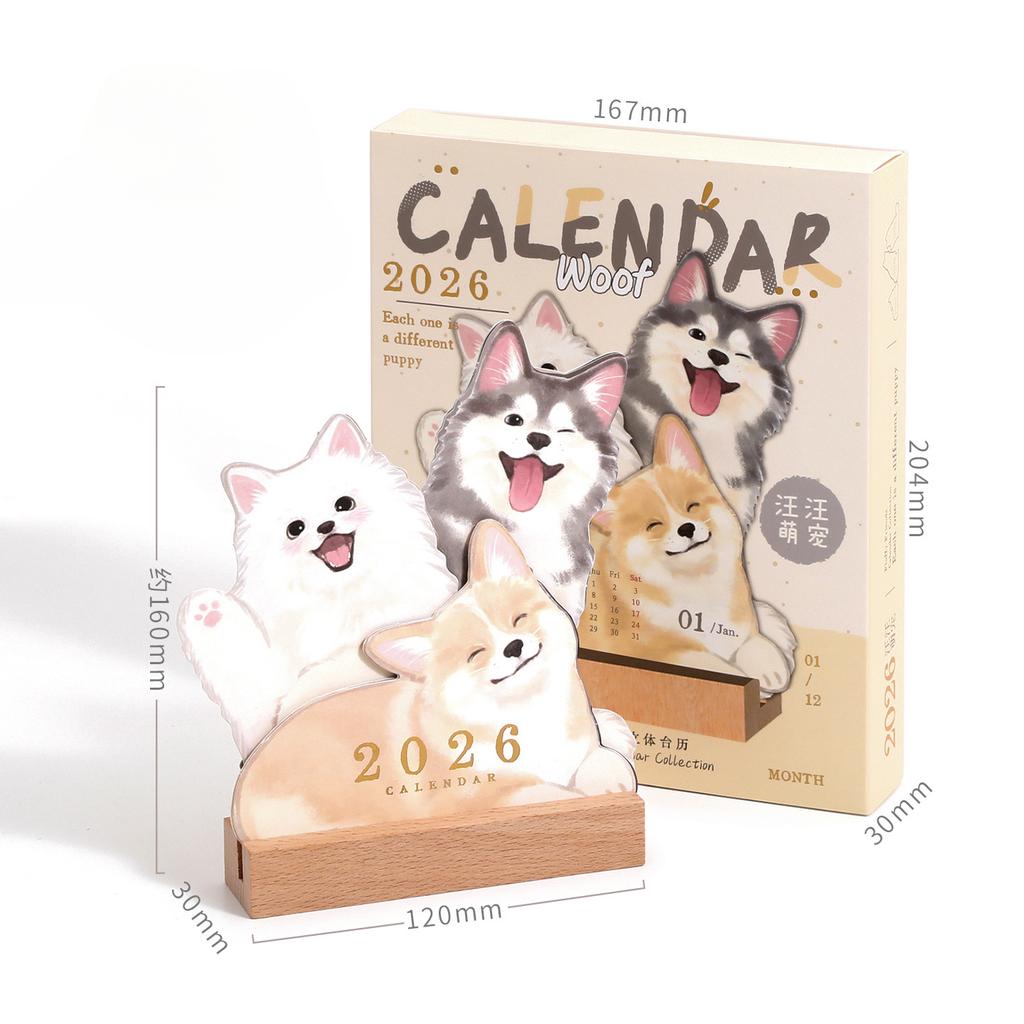 2026 Cute Three-dimensional Cat Dog Series Desk Calendar Table Planner Yearly Organizer Memo Notes Home Office Daily Scheduler