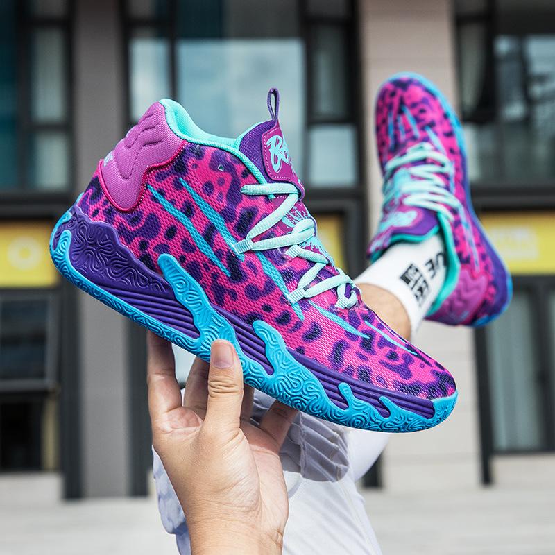 New Medium Tube Professional Basketball Shoes Outdoor Actual Combat Breathable Couple Shoes Thick-soled Non-slip Men's and Women's Shock-absorbing