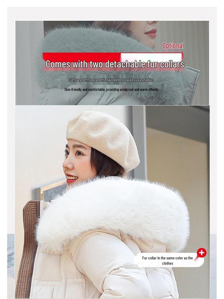 2025 Women's Long Slimming Cotton Coat with Fur Collar – Thickened, Warm Winter Fashion Jacket