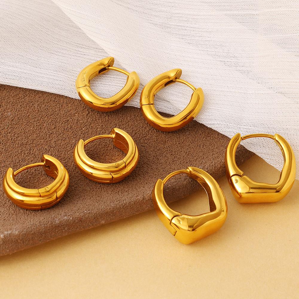 Fashion Vacation Geometric U-Triangle Earrings Gold Non-Fading Sun Style Commuter Earrings Women