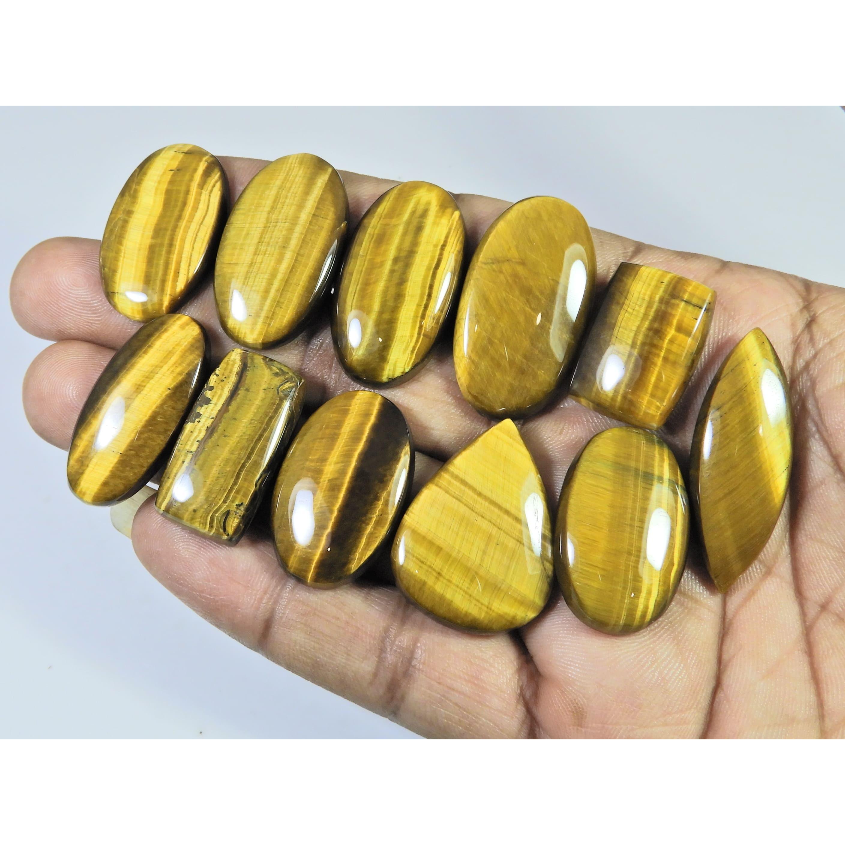 11Pcs Natural Brown Tiger eye Mix Shape Cabochon Loose Gemstone 279Cts. Lot C-2479