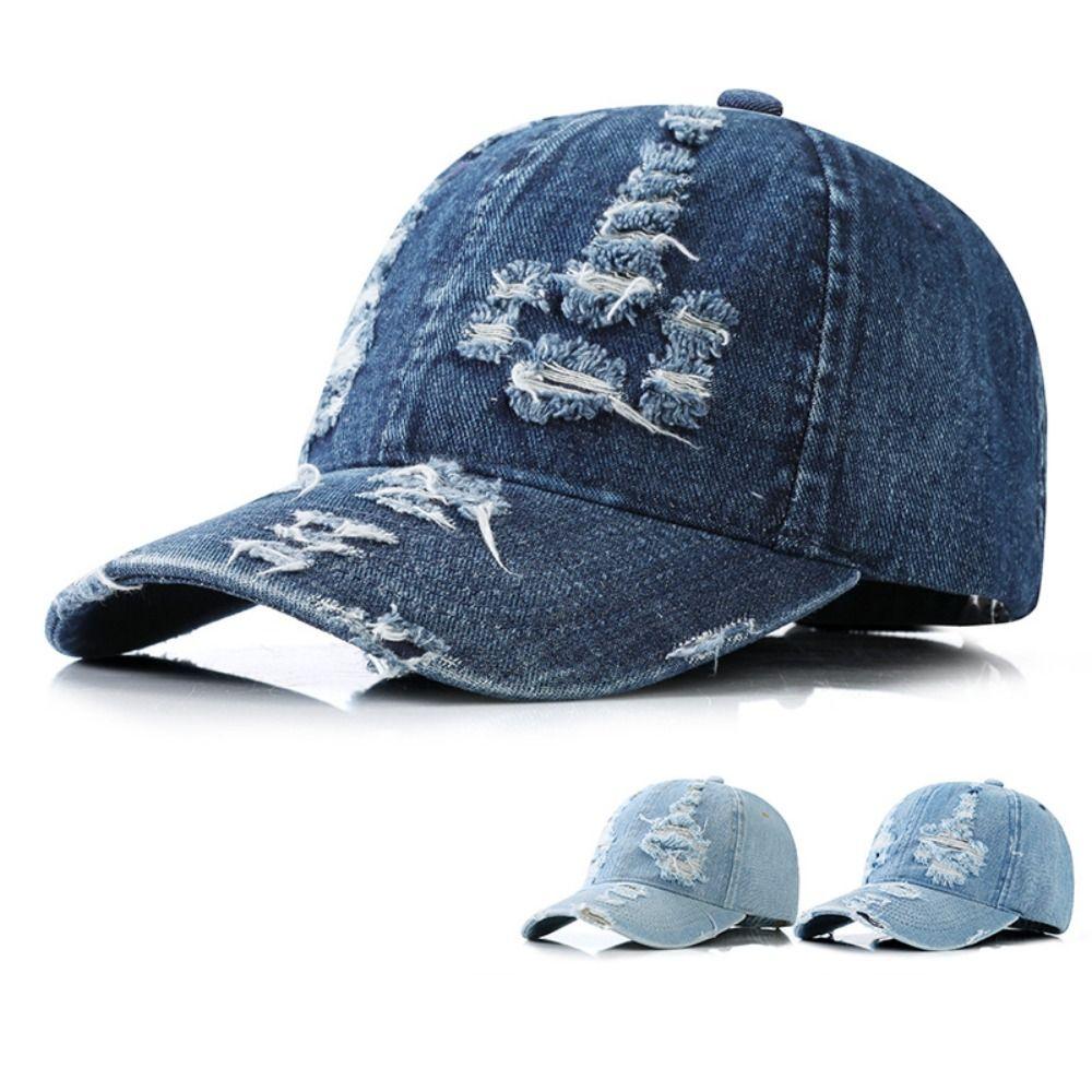 Hip Hop Ripped Denim Baseball Hat Cotton Sunshade Hat Casual Denim Baseball Cap Girl